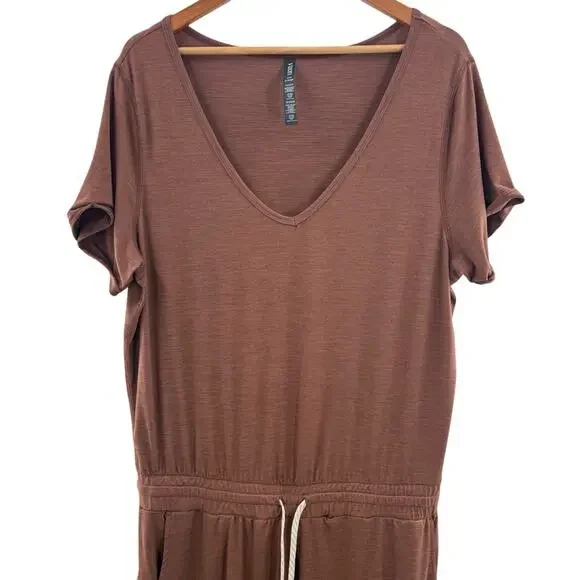 Vuori All Day Jumpsuit Short Sleeve Rolled Crop Terracotta Heather Brown Size XL - Picture 4 of 14